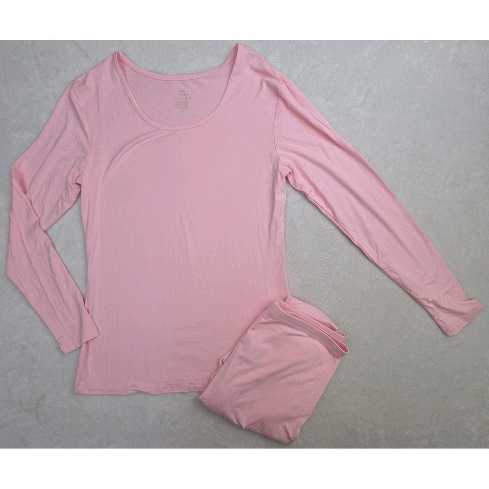 Wiwi Bamboo Soft Pajama Set Pink Long Sleeve Sleepwear Stretchy Women Size Small